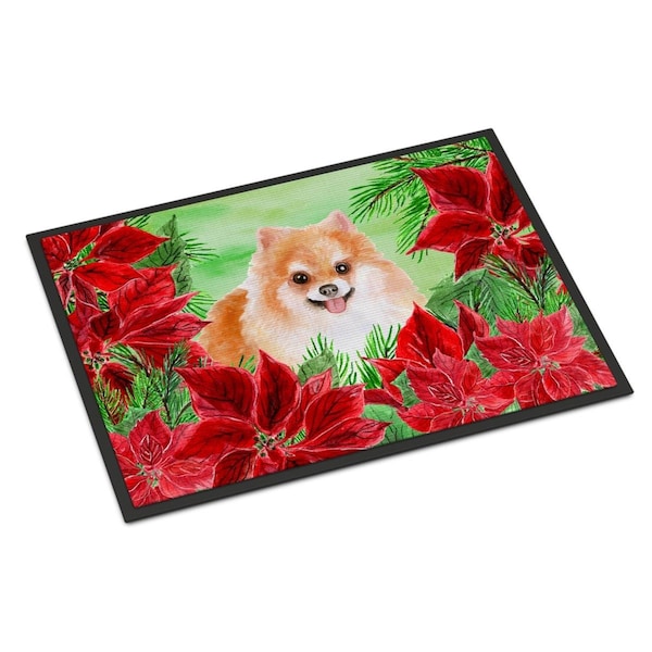 Jensendistributionservices Pomeranian No 2 Poinsettas Indoor or Outdoor Mat, 24 x 36 in. MI2551395 - main